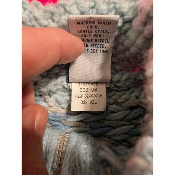 Vintage Baby GAP 2XL 2T Blue Wool Blend Knit Zip Sweater Fair Isle Snowflake - Picture 5 of 5